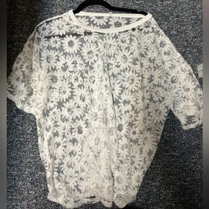 Floral white sheer top